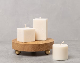Rectangular or cube shape rapeseed wax pillar candle I Non toxic I Vegetable wax I All natural I Non paraffin