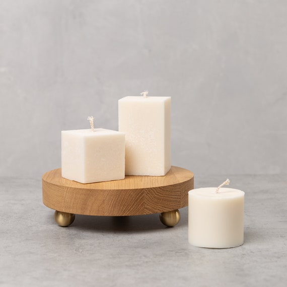 Siip Candle ＆ holder by ＂Cuz I＂ Rectangular or Cube Shape Rapeseed Wax Pillar Candle I Non