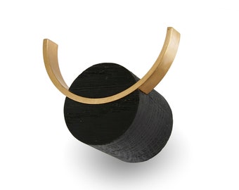 Black Deer Wall Hook with Brass Accent - Modern Entryway Decor