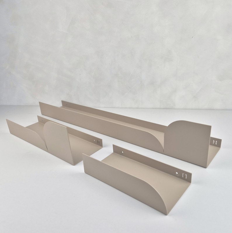 Modern beige color wall shelves