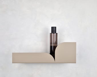 Beige wall shelf BAUHAUS I Metal bathroom shelf I Brown floating shelves I More colors
