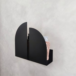 White wall magazine rack BAUHAUS I Made from metal I For home office papers or tablet storage. Black