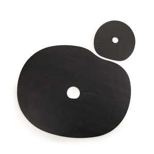 Black leather placemats and coasters set