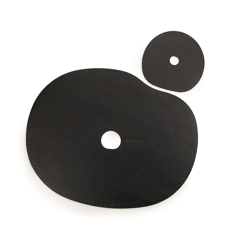 Black leather placemats and coasters set