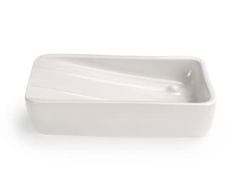 Jabón de cerámica blanca Plato I Bandeja de jabón drenante I Protector de jabón I Soporte de esponja I Accesorios de baño I Decoración del hogar nórdico I Regalo cero desperdicio