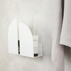 White metal wall shelf for bathroom