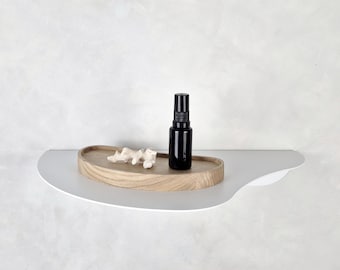 Modern White Metal Wall Shelf MOSS: Wavy Floating Display