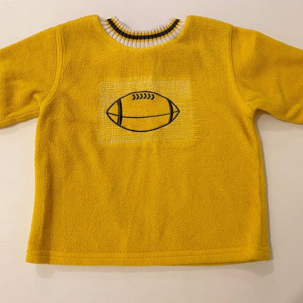 Vintage Yellow Baby Fleece Crewneck Sweatshirt - Size 18 Months - Made by Simply Basic - Football