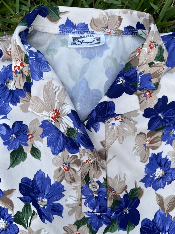 Vintage 1970s Tropical Flower Print Short Sleeve … - image 2