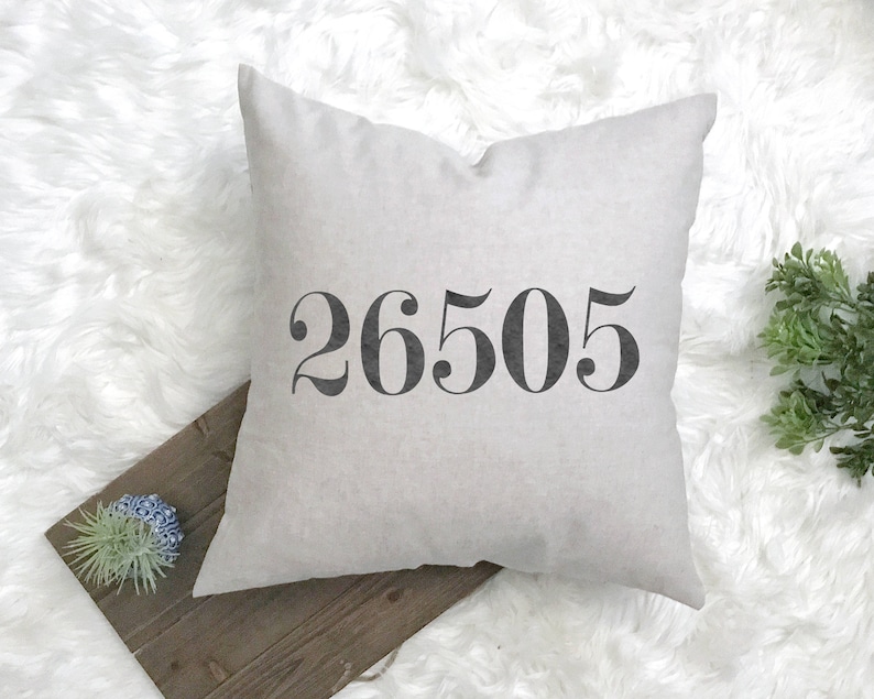 Apartment Number Custom Zipcode Pillow 5 Digit Housewarming New Farmhouse Pillow Street Address Decor Custom House Number Pillow