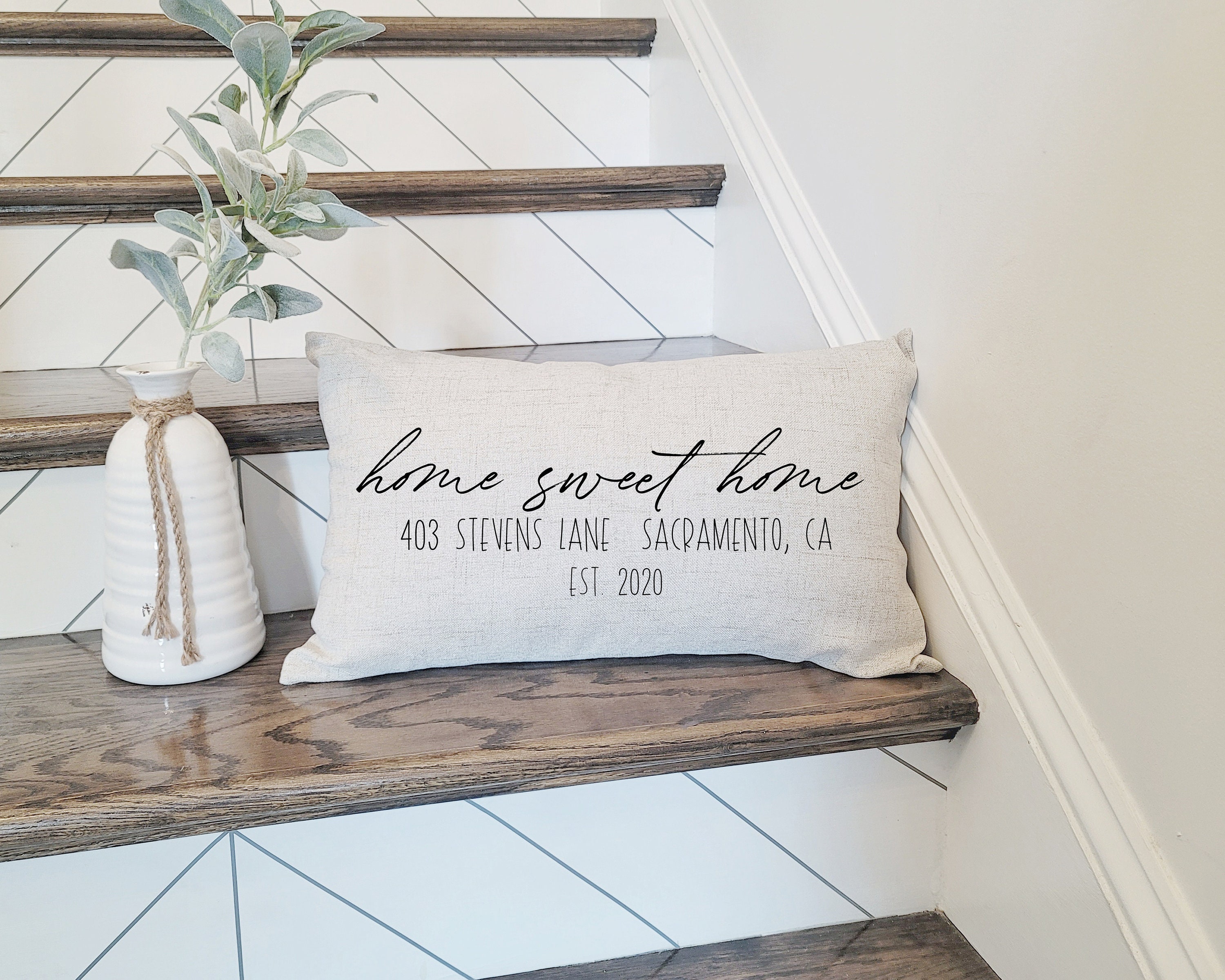 Address Housewarming Gift - New Farmhouse Pillow - Couple First Home …