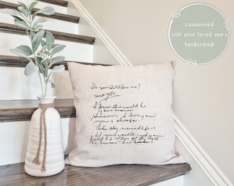 Custom Handwriting Pillow Bereavement Gift - Actual Handwriting - Gift Loss Handwritten - Condolence Gift Handwriting - Pillow Keepsake