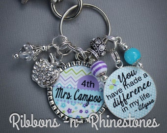 Teacher gift, Teacher keychain, PERSONALIZED Teacher Gift, Personalized Charms, Thank you gift, Caregiver Gift, Personalized Pendant,