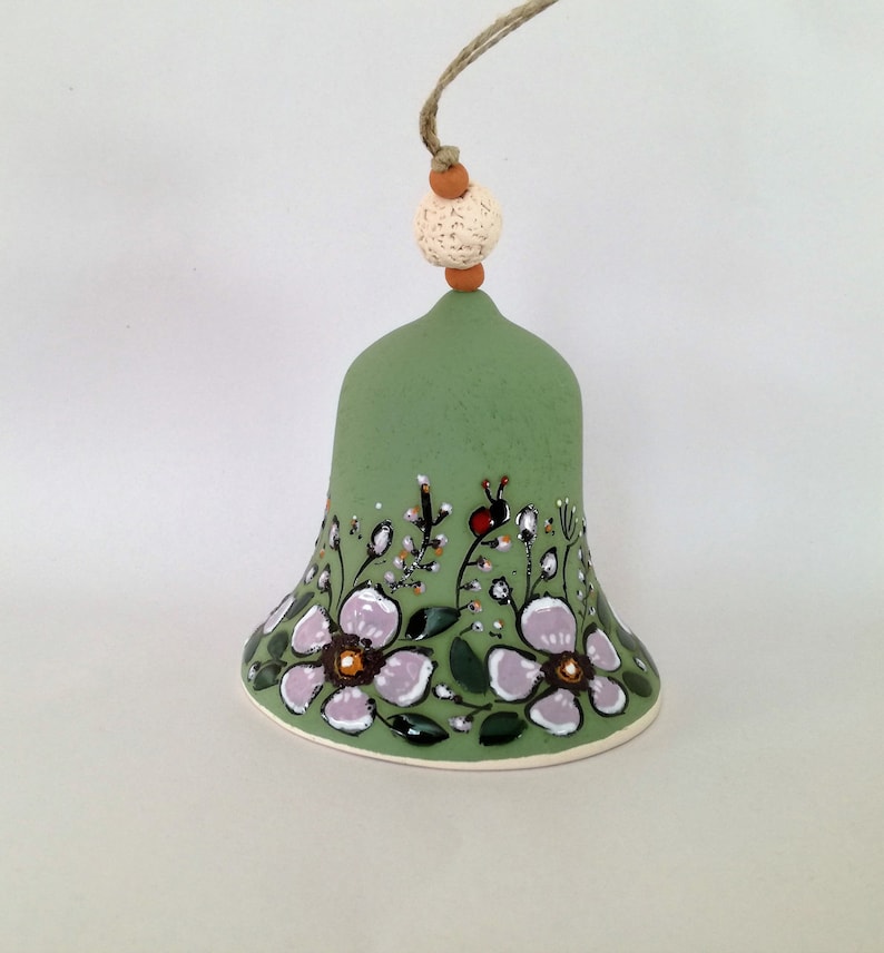 Ceramic Bell Ceramics and Pottery Flower Decoration Flower Etsy