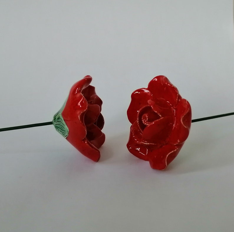 Ceramic Small Red Rose Handmade Ceramic Rose Ceramic Red Etsy