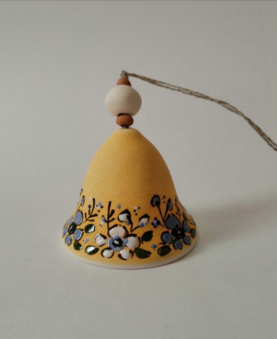 Ceramic Dark Yellow Bell, Pottery Bell, Handmade Bell, Flower Decal, Mini  Bells, Bell Flower, Flowers Decor, Ornament Bell, Pottery, 