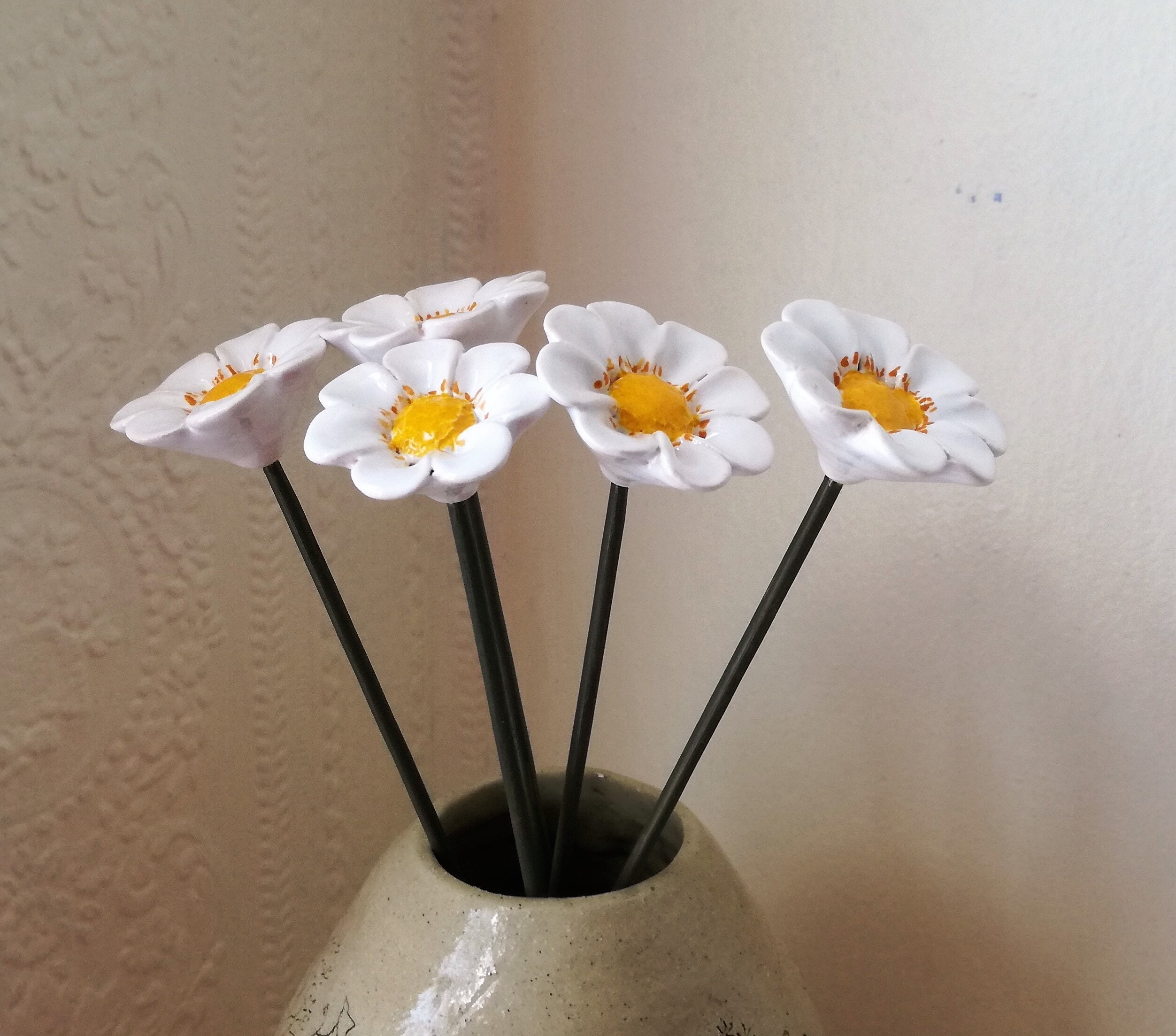 Ceramic Daisy Daisy Clay Daisy Gift Daisy Pottery White Etsy UK