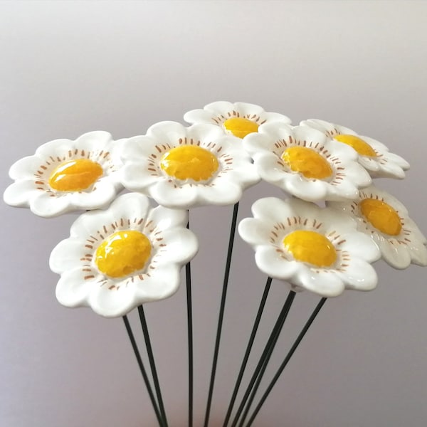 Ceramic Daisy, Daisy Clay, Daisy gift, Daisy Pottery, White daisies, Artificial daisies, Ceramic Flower Daisies