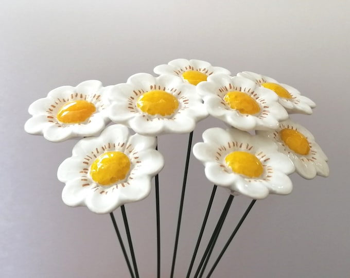 Ceramic Daisy, Daisy Clay, Daisy Gift, Daisy Pottery, White Daisies ...