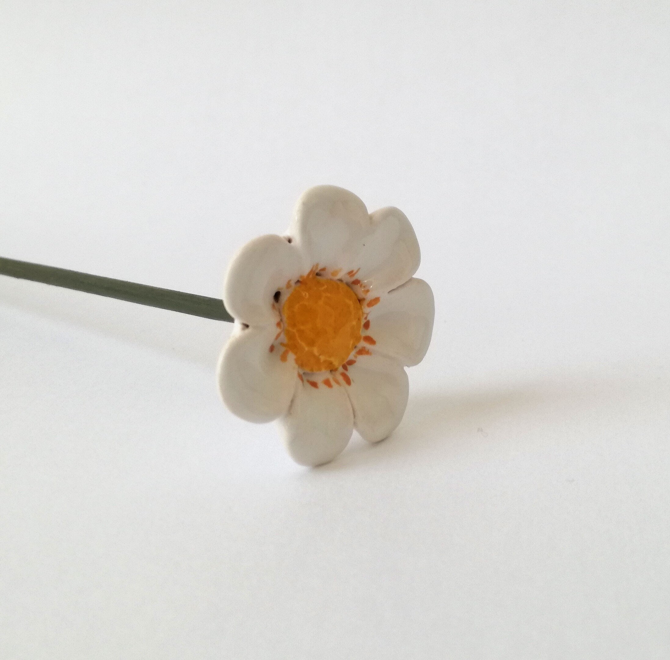 Ceramic Daisy Daisy Clay Daisy Gift Daisy Pottery White Etsy UK
