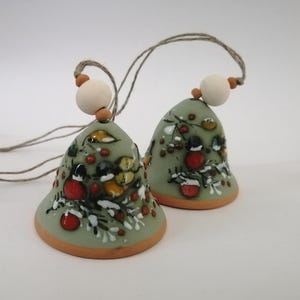 Christmas bell gift, Handmade ceramic small bell, Christmas tree bell