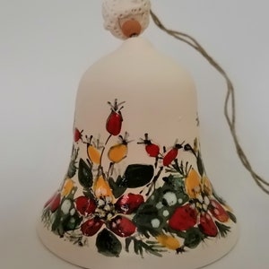 Ceramic Green Bell, Pottery Bell, Handmade Bell, Flower Decal, Mini Bells,  Bell Flower, Flowers Decor, Ornament Bell, Pottery, 