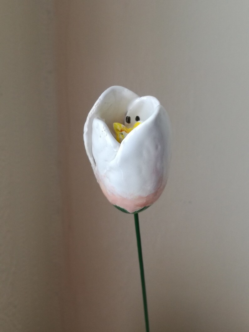 Ceramic Tulips handmade White Tulip handmade Ceramic white Etsy