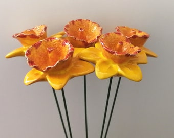 Handmade Ceramic Daffodil: Small Yellow Pottery Flower