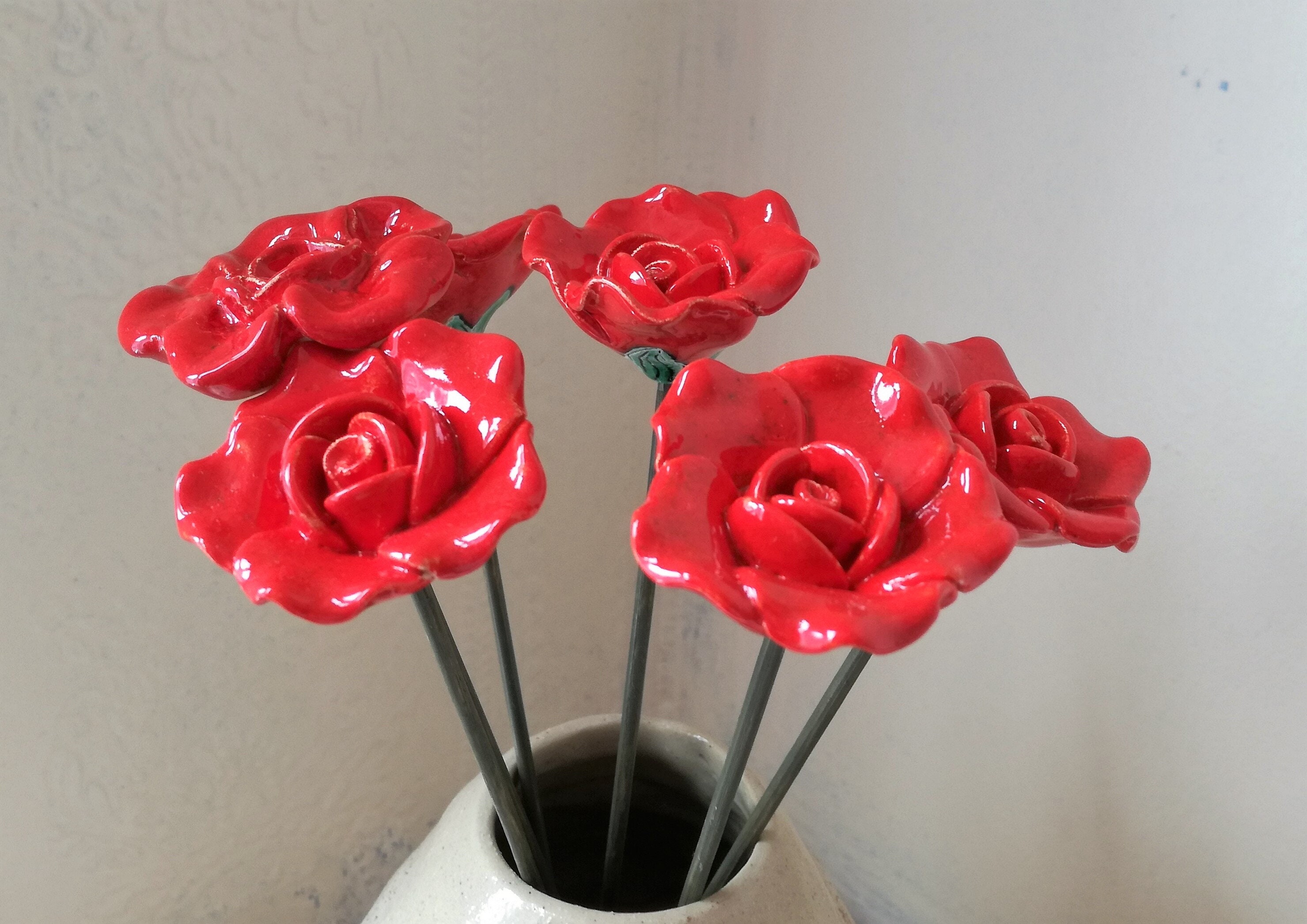 Ceramic Rose Pottery Rose Ceramic flowers Fake flowers Etsy