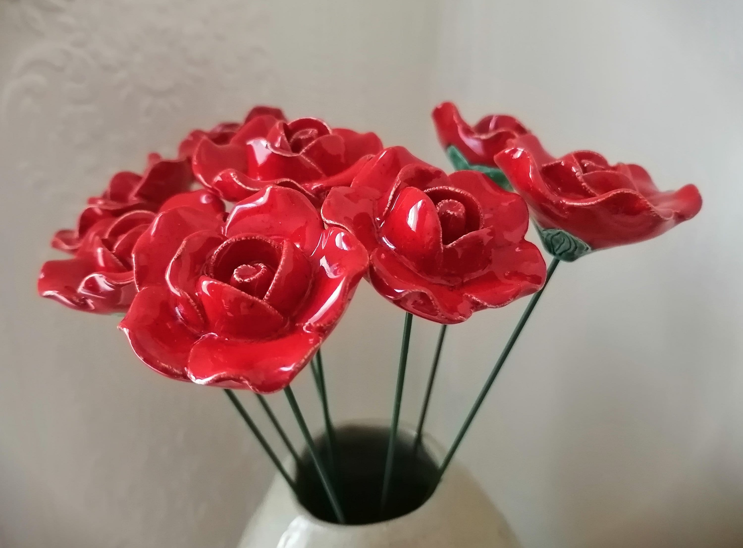 Ceramic small red rose Handmade ceramic rose Ceramic red Etsy