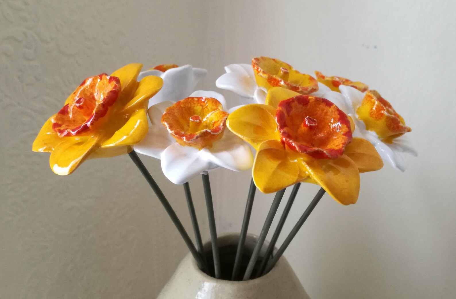 Small Ceramic Daffodil handmade Yellow Daffodil flowers Etsy