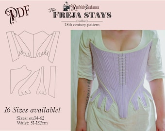 DIGITAL Runfridr sewing pattern- 18th century stays Freja 56-62, corset