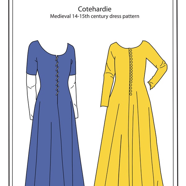 Patron de couture NUMÉRIQUE pour robe médiévale cotehardie