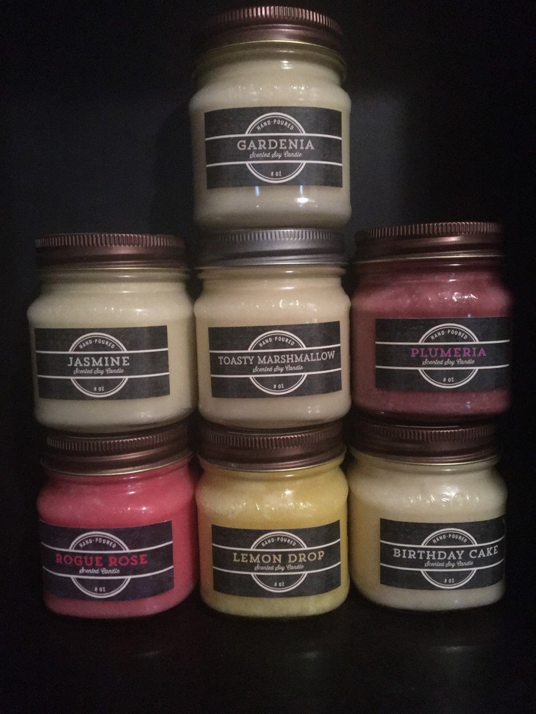 8oz Scented Handmade Soy Candles (set of 3) - Glass Container Candle - Etsy