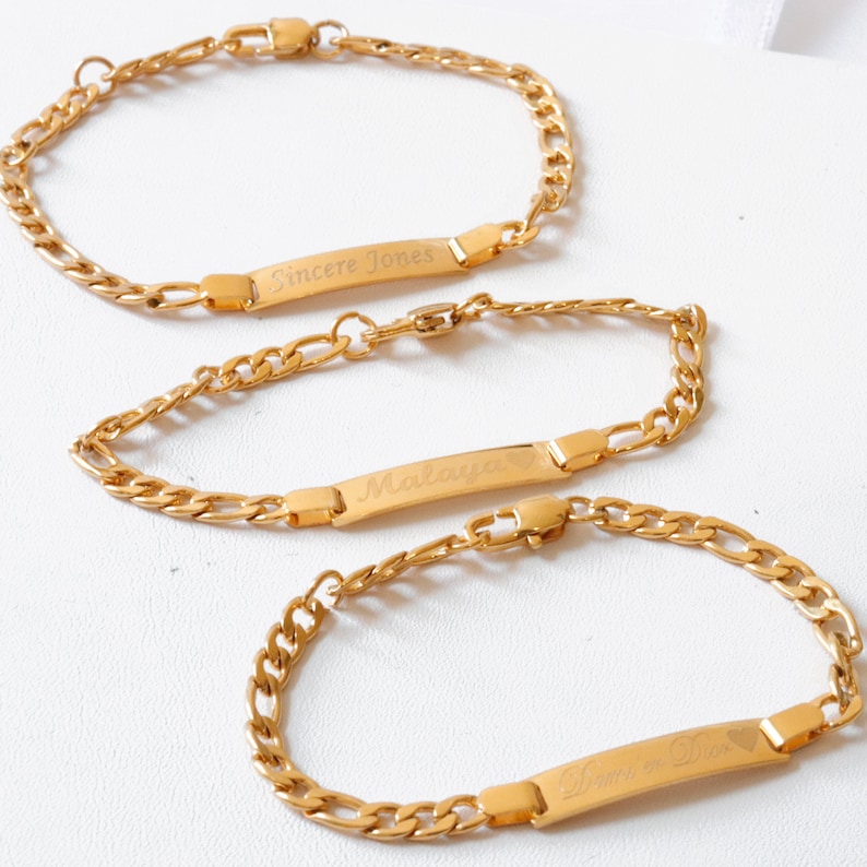 14k Gold Plated Baby Bracelet Personalized Child ID Bracelet Etsy