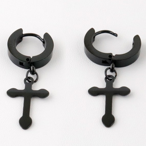 Men Cross Earringscross Hoop 