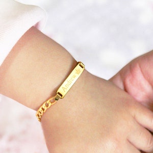 Tina&Co Personalized  Gold Plated Baby Name Bracelet Custom Bracelets for Kids ID