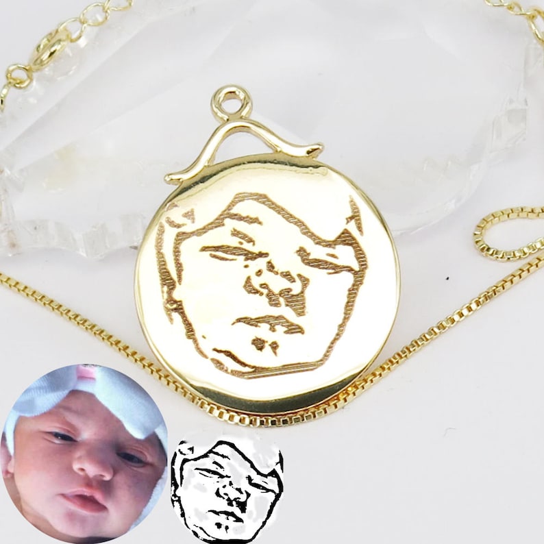 Personalized Photo Engraved Necklace Photo Engraved Jewelry Etsy Canada