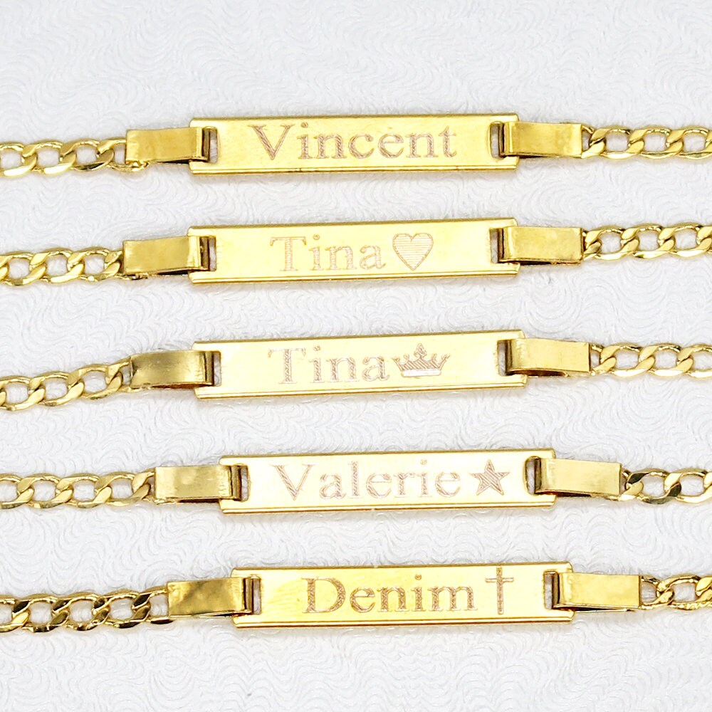 Baby naam armband met Baby Id armband gouden Baby ID Armband Etsy