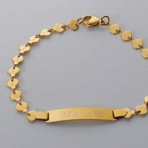 Personalized Gold Bracelet, Delicate Ladies Bracelet, Custom Engraved Bracelet, Gold ID Bracelet, Women&#39;s Bracelet, Girl&#39;s Bracelet 22b5