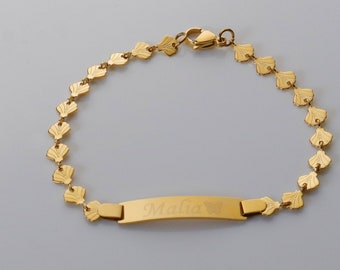 Personalized Gold Bracelet, Delicate Ladies Bracelet, Custom Engraved Bracelet, Gold ID Bracelet, Women's Bracelet, Girl's 22b5
