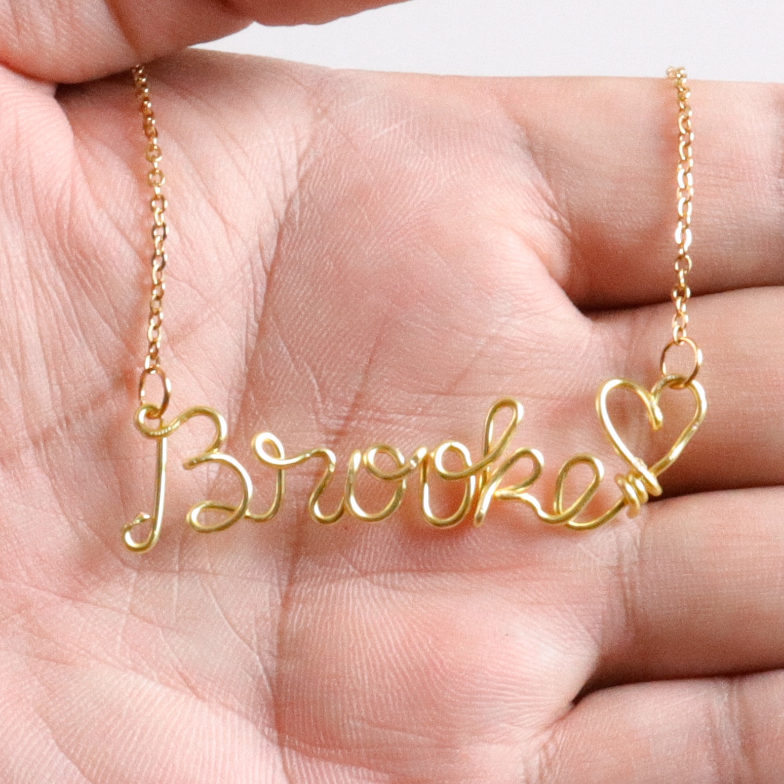 Wire Name Necklace Gold custom Necklace Gold Name Necklace Etsy