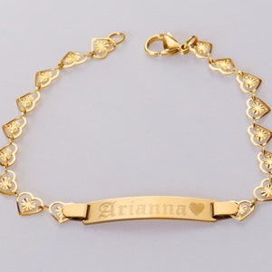 Personalized Gold Bracelet, Delicate Ladies Bracelet, Custom Engraved Bracelet, Gold ID Bracelet, Women's Bracelet, Girl's Bracelet, 22b2