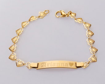 Personalized Gold Bracelet, Delicate Ladies Bracelet, Custom Engraved Bracelet, Gold ID Bracelet, Women's Bracelet, Girl's Bracelet, 22b2