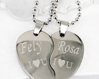 Set of Best Friends necklace in gold, Split heart necklace, Gift, Friendship necklace, BFF, Everyday necklace