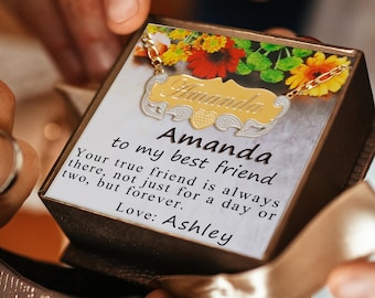 Long Distance Friendship Necklace for Best Friend Long Distance Gift , Long Distance Relationship Gift Name Necklace   G83