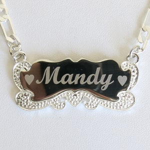 Sterling Silver Name Necklace,Personalized  Any Name Plate, Personalized Bar Necklace