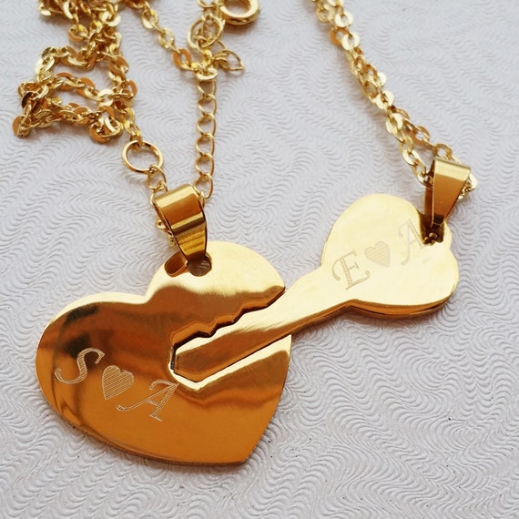 Collar de corazón y llave conjunto de collar de pareja oro o - Etsy España Collar de corazón y llave conjunto de collar de pareja oro o - Etsy España