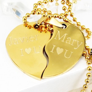 BFF Necklace,Couple Necklace, Broken Heart Necklace,Split Heart Necklace,Anniversary Necklace,  Best Friend Necklace, Engrave Heart Necklace