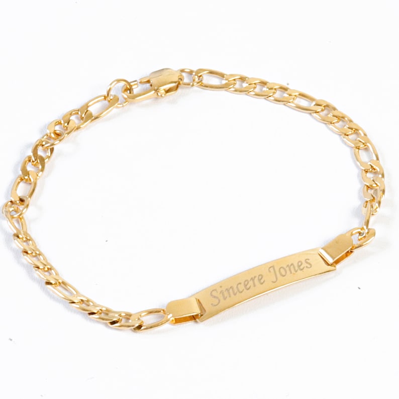 14k Gold Plated Baby Bracelet Personalized Child ID Bracelet Etsy